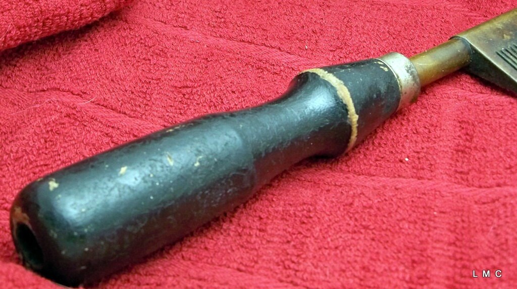 Vintage Brass Hot Pressing Comb Straightener w/ Wood Handle