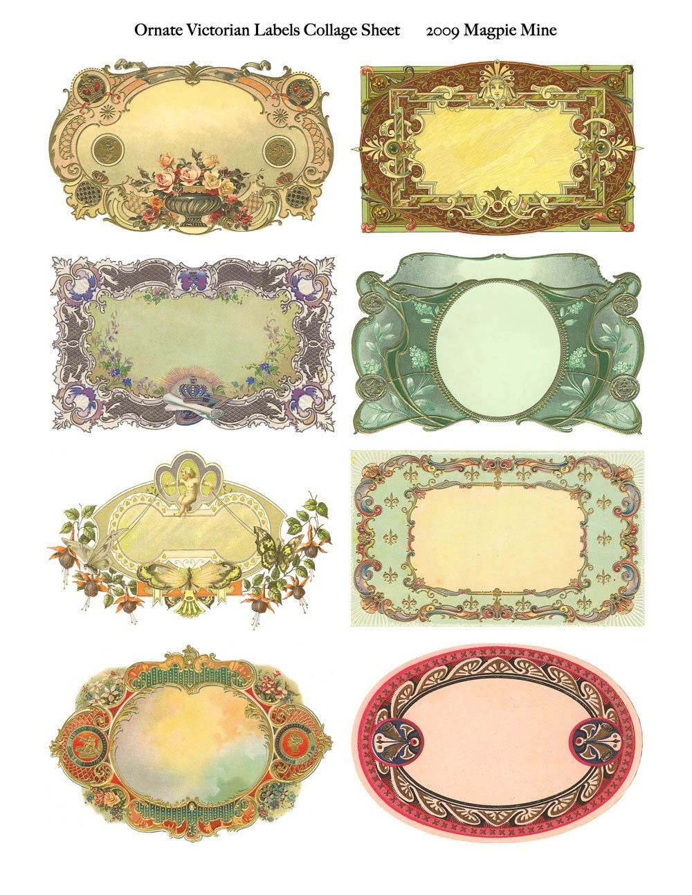 Ornate Victorian Labels Collage Sheet Instant Download