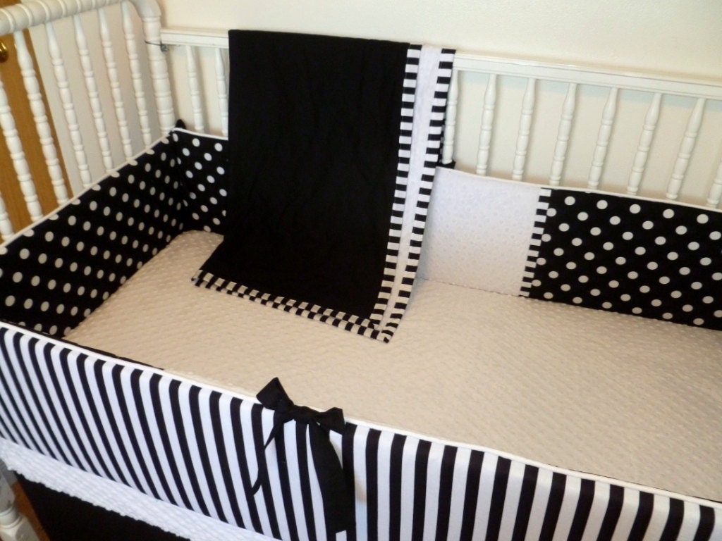 Custom Crib Bedding Set Black and White by PLJdesign on Etsy