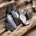 10 Natural Sea Washed Whitby Jet Charms Top Drilled 2mm holes Supplies (1403)