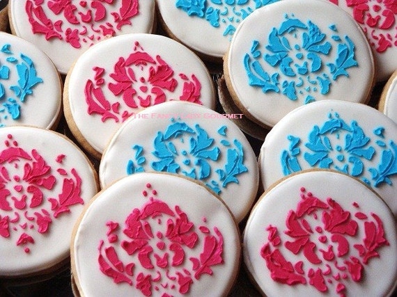 Custom Elegant Damask Cookies 1 dozen