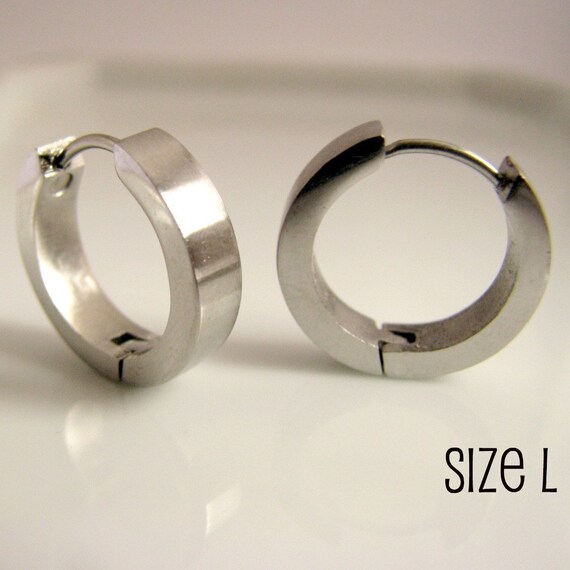 Silver hoop earrings for men nebula steel hoop earrings