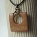 Sleek Minimalist Modern Square porcelain focal pendant, feathered rust cream, ceramic pendant, clay pendant, gift, jewelry, supplies