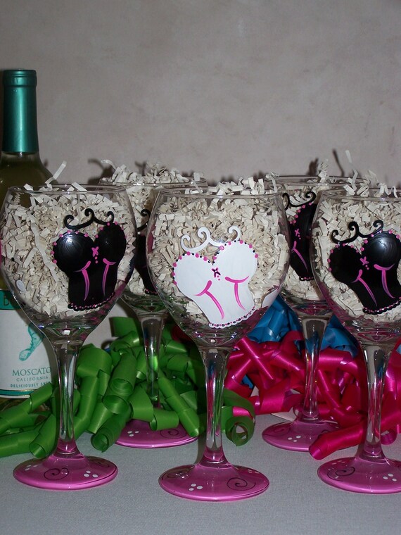 Items similar to Painted Wine Glass Bachelorette Party Girls Night Out