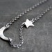 RESERVED for Tracy- Tiny Rustic Crescent Moon and Star Necklace