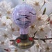 hummingbird feeder - blown glass - dripless triple feeding port - lilac and deep purple swirl
