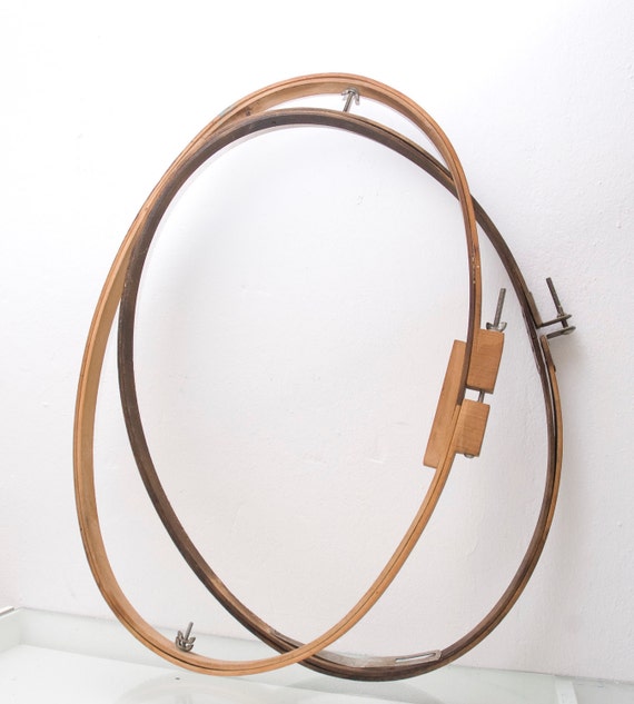 Pair Large Wooden Hoop Rustic Embroidery Hoops Quilt