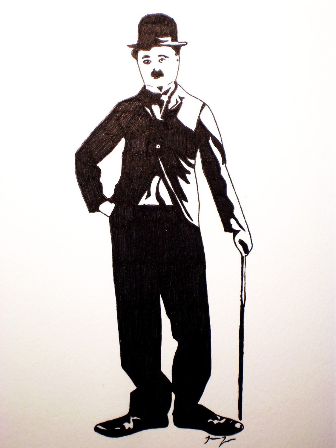 Charlie Chaplin Original Ink Drawing