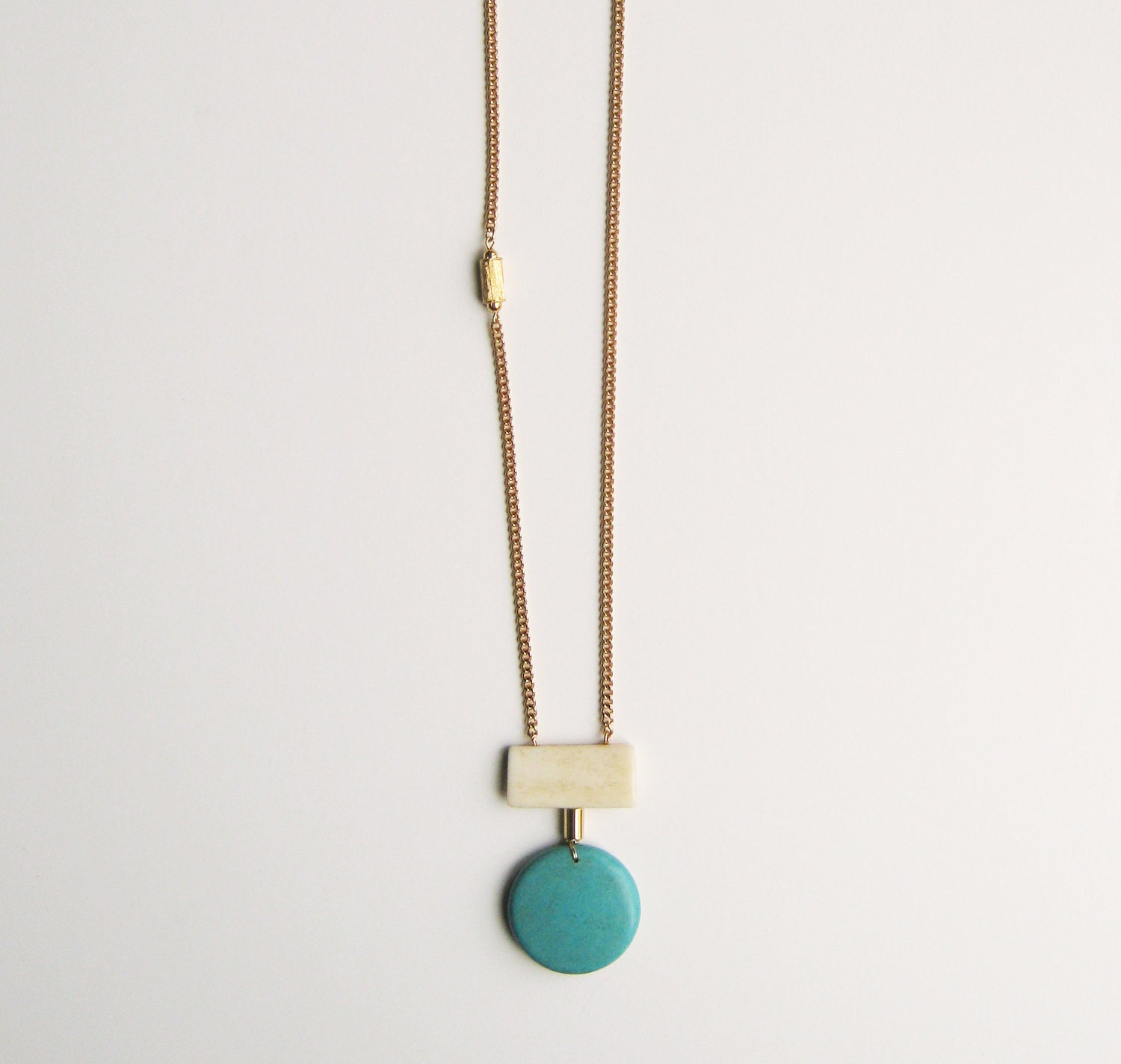 Geometric Chalk Turquoise Necklace.