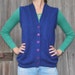 Blue Knit Cardigan Sweater Vest