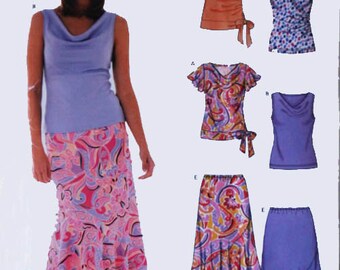 Skirt and tops pattern in sizes from 8 to 18, New Look 6470, Uncut, blouse pattern