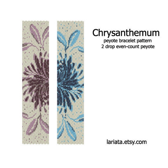Chrysanthemum Golden Daisy  2Drop Peyote Bracelet Pattern  INSTANT 