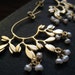 ON SALE, Woodland, gold leaf earrings with fresh water pearls, bridal jewelry, vintage weddings