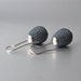 gray ear drops Silver bead crochet
