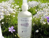 Pure LAVENDER Pillow and Body Spray with Lavender Essential Oil packaged in a frosted glass spray bottle