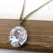 Vintage Rhinestone Necklace Crystal Jewel Antiqued Brass Chain