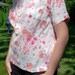 Whipped Cream Blouse With Peach and Hot Pink Floral Design
