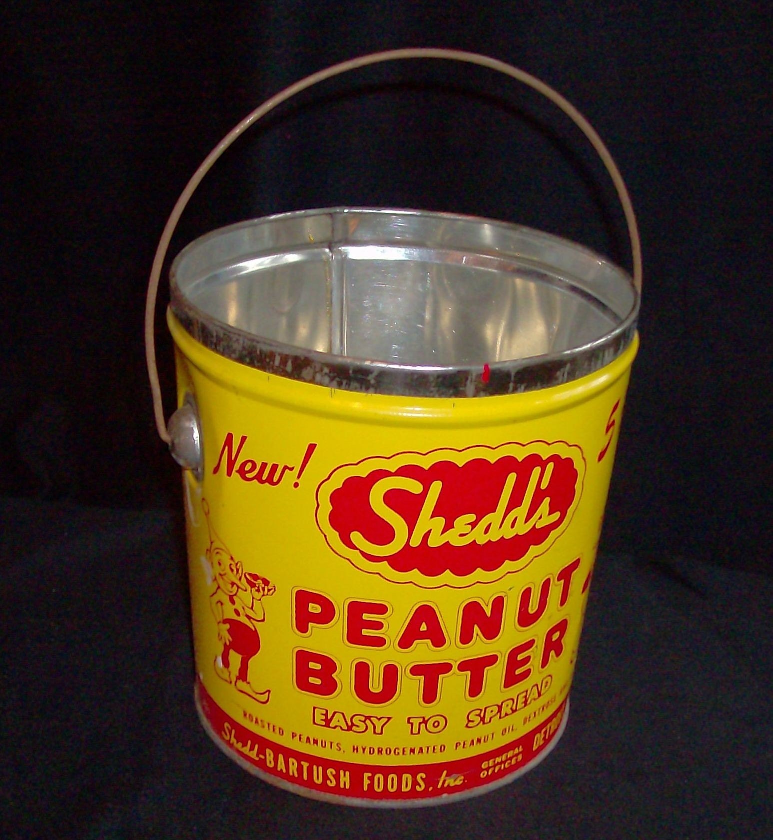 Vintage 50s Shedd's Peanut Butter Tin Pail