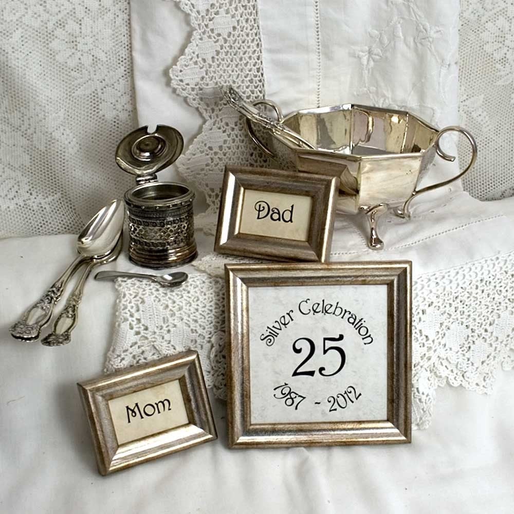 3 Silver Wedding Frames Customizable Anniversary Frame Set in