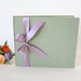 Guest book unlined sage with lavender satin ribbon (8x9in 20x23cm) - Ready to ship