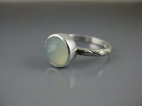 single silver stacking ring with faceted aqua by formandfunktion