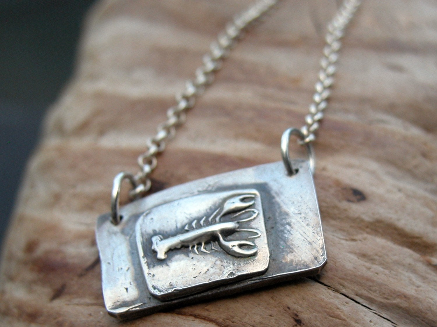 larry lobster necklace silver by fishbonesilver on Etsy