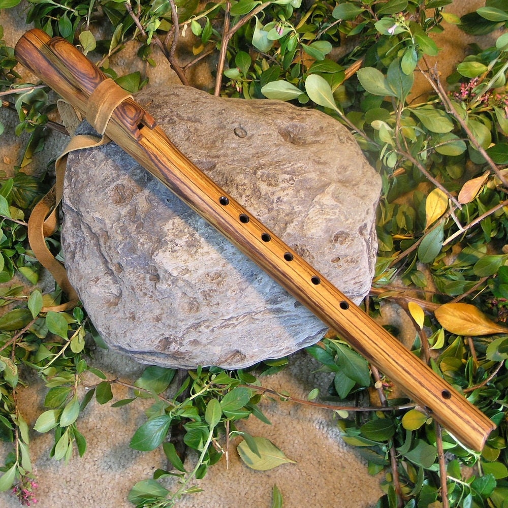 Native American Style Open Mouth Flute Key of Gm Zebrawood