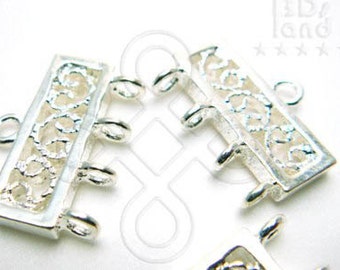 last pack / A608SP / 6Pc / 15mm x 11mm - Silver Plated 1 to 4 holes Filigree Connector Findings.