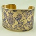 Heraldic Coat of Arms Historical Brass Cuff Bracelet - Royal Victoriana Toile de Jouy in Violet