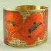 Poppy Flower Brass Cuff Bracelet - Pretty Orange Poppies