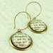 Jane Austen Literary Lovers Book Earrings 'Pride and Prejudice' - How Ardently I Admire and Love You