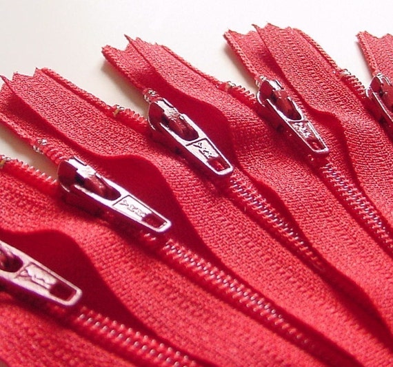 Red 5 Inch Ykk Zippers Color 519 10 Pieces by zipit on Etsy