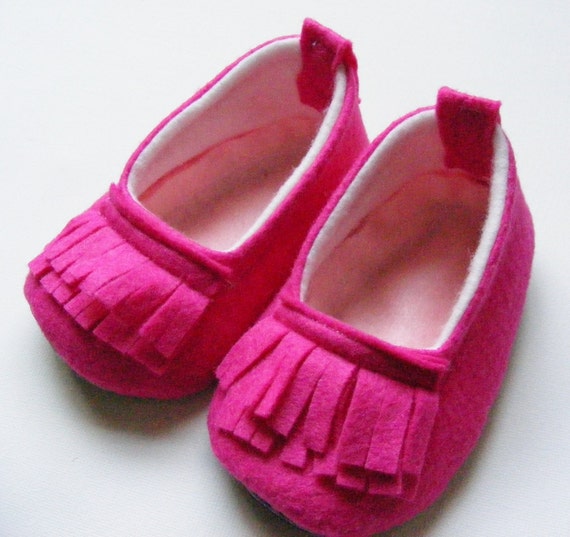 The Piper - Color Pop Loafer Neon Hot Pink Felt Baby Shoes - Designer Baby Shoes