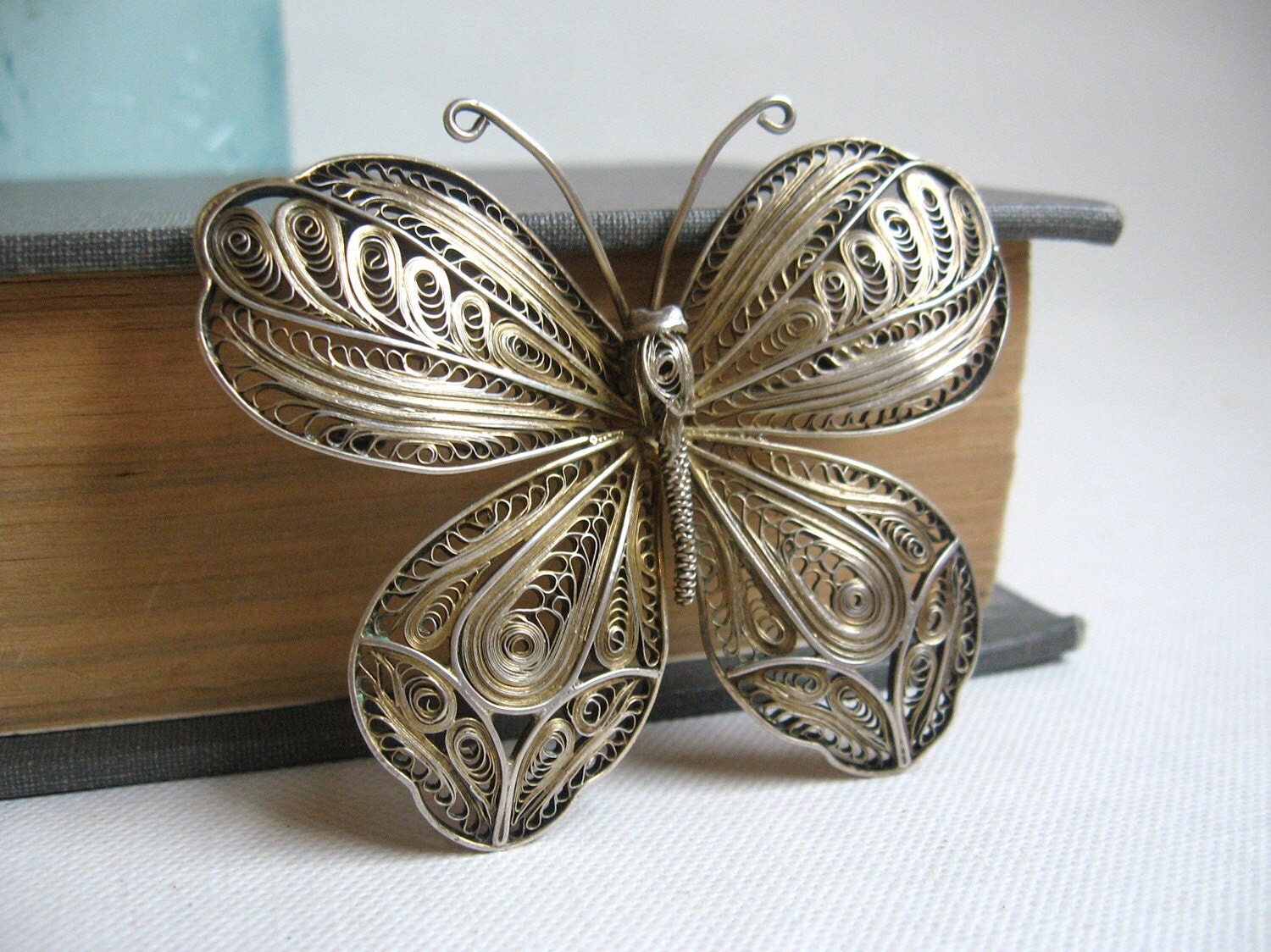 filigree butterfly brooch