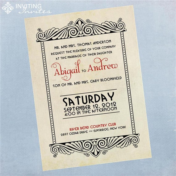 Vintage Prints Wedding Invitations 10