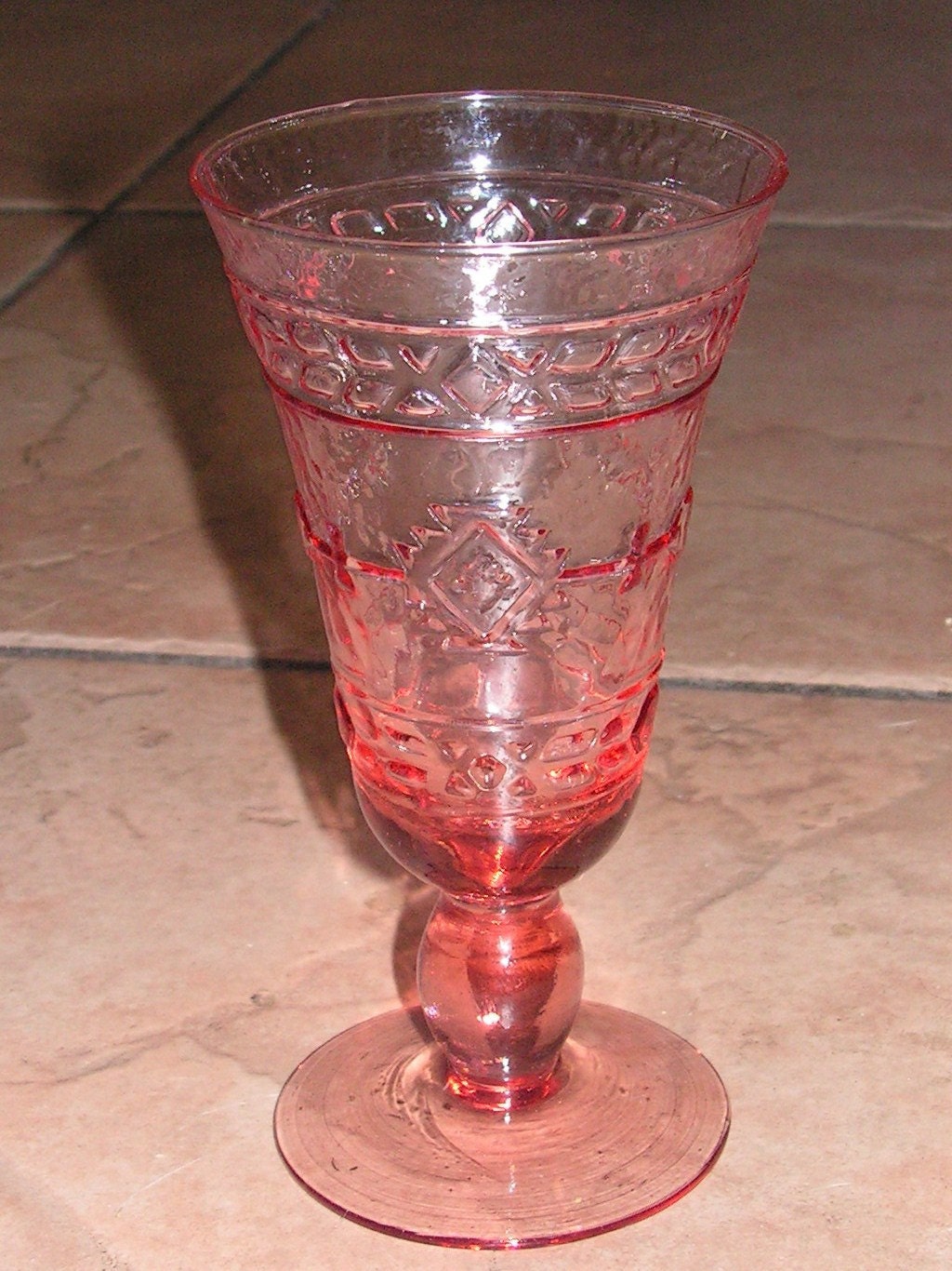 ON SALE Vintage Pink Depression Glass Footed Goblets Beverage