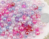 8mm Tiny Iridescent Pastel AB Mix Acrylic or Resin Beads - 100 pc set