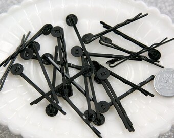 45mm Black Enamel Hair pins - 12 pc set
