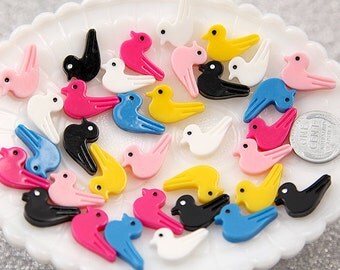 Resin Cabochons - 20mm Little Bird Resin Cabochons - 12 pc set