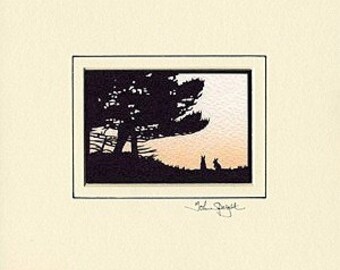 Rabbits Hand-Cut Papercut