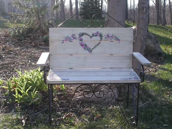 Small Wooden Metal Garden Bench Outdoor Seat Benches