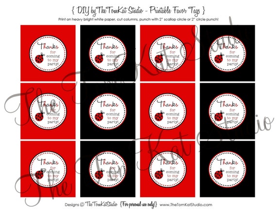 printable favor tags little ladybug birthday collection