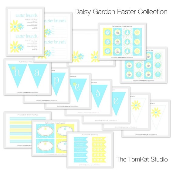 Easter Printable Party Collection - Daisy Garden by The TomKat Studio Il_570xn