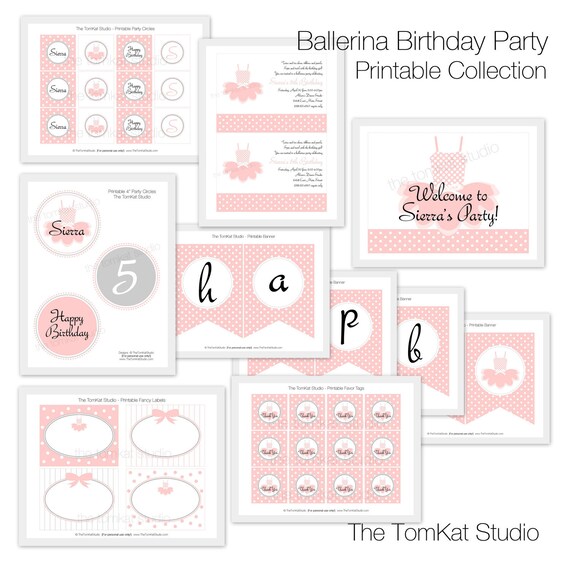 Ballerina Birthday Party - Full Printable Collection - The TomKat Studio Il_570xn