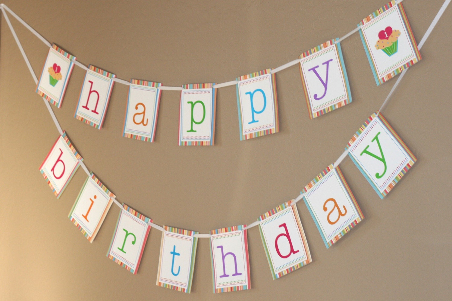 PRINTABLE Happy Birthday Banner Sweet Cupcake Collection in