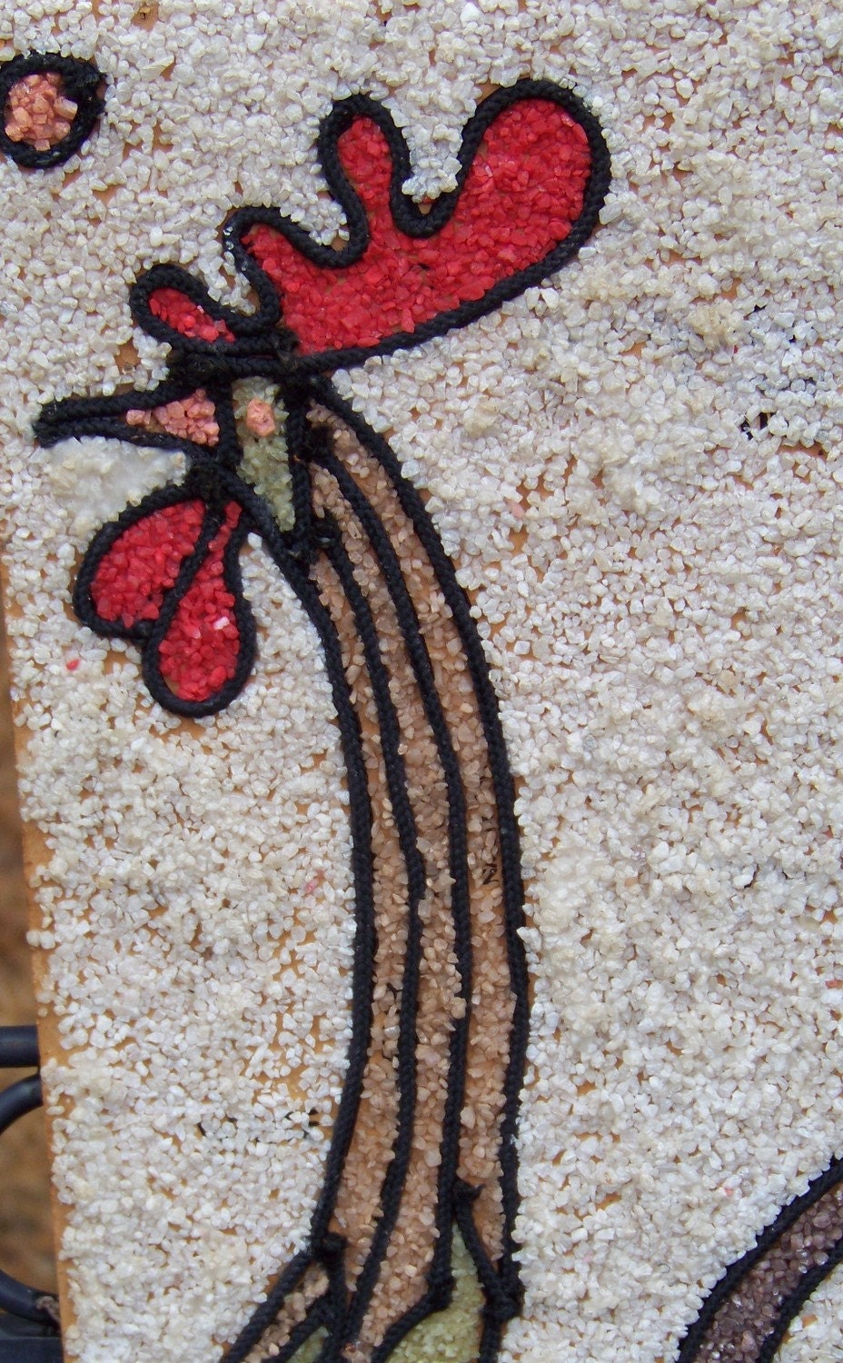 Vintage Rooster Gravel Art Mid Century Wall Decor