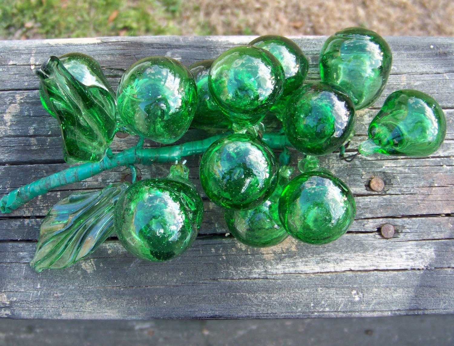 Vintage Green Glass Grape Cluster