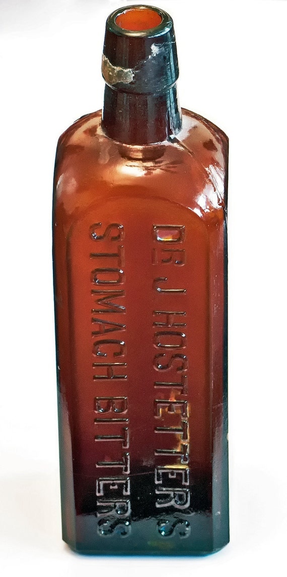 DR J HOSTETTERS Stomach Bitters Amber Bottle