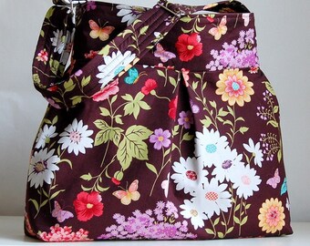 Le Jardin Fabric Pleated Hobo Handbag / Purse - READY TO SHIP