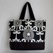 Black Floret XL Extra Large BIG Tote Bag / Beach Bag - Ready to Ship